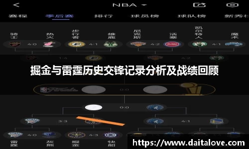 掘金与雷霆历史交锋记录分析及战绩回顾